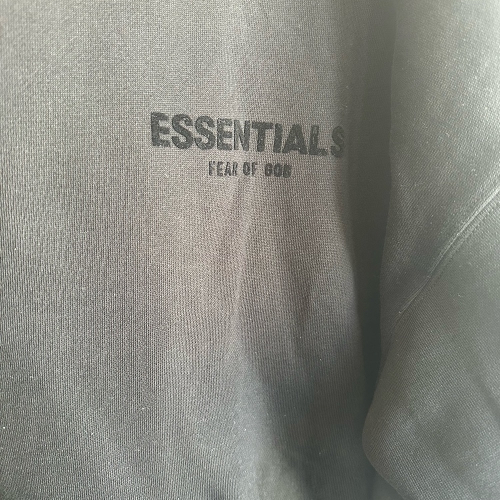 NWT Fear Of God Essentials Hoodie Stretch Limo Black - Men’s Large w/ Bag - Picture 2 of 9